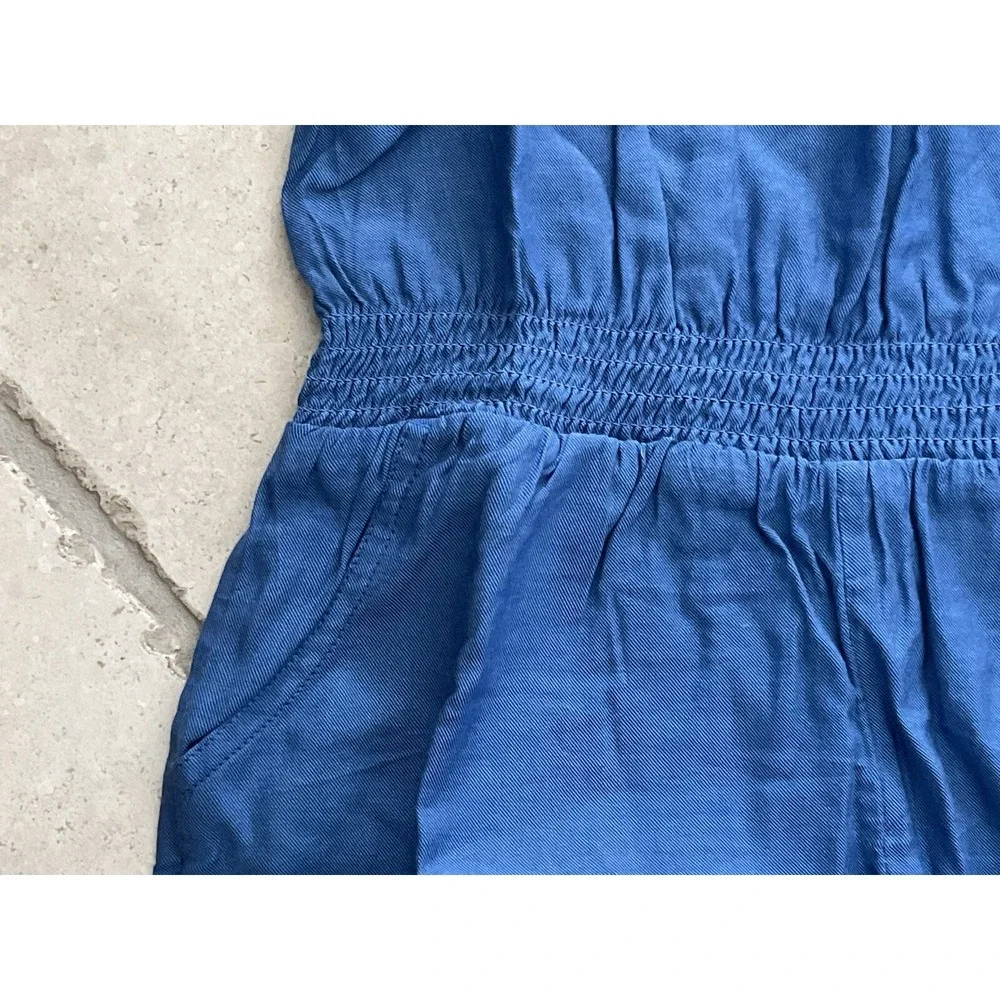 NEW Lands' End Blue Chambray Elastic Waist Romper;‎ Girls Size 8 Plus (M) - Picture 5 of 9